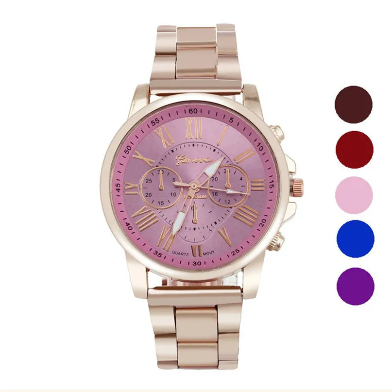 Unisex Stylish Quartz Metal Wrist Watch for Men Women - Golden