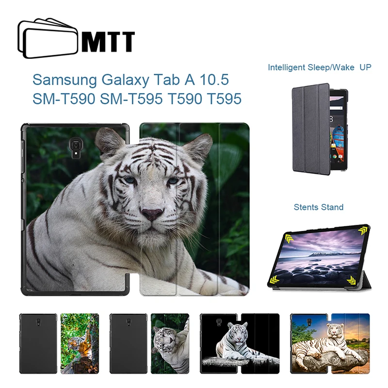 

Tab A 10.5" Cover Tiger Painted PU Leather Universal Flip Stand Case for Samsung Galaxy Tab A2 T590 T595 10.5 Tablet Funda Cover