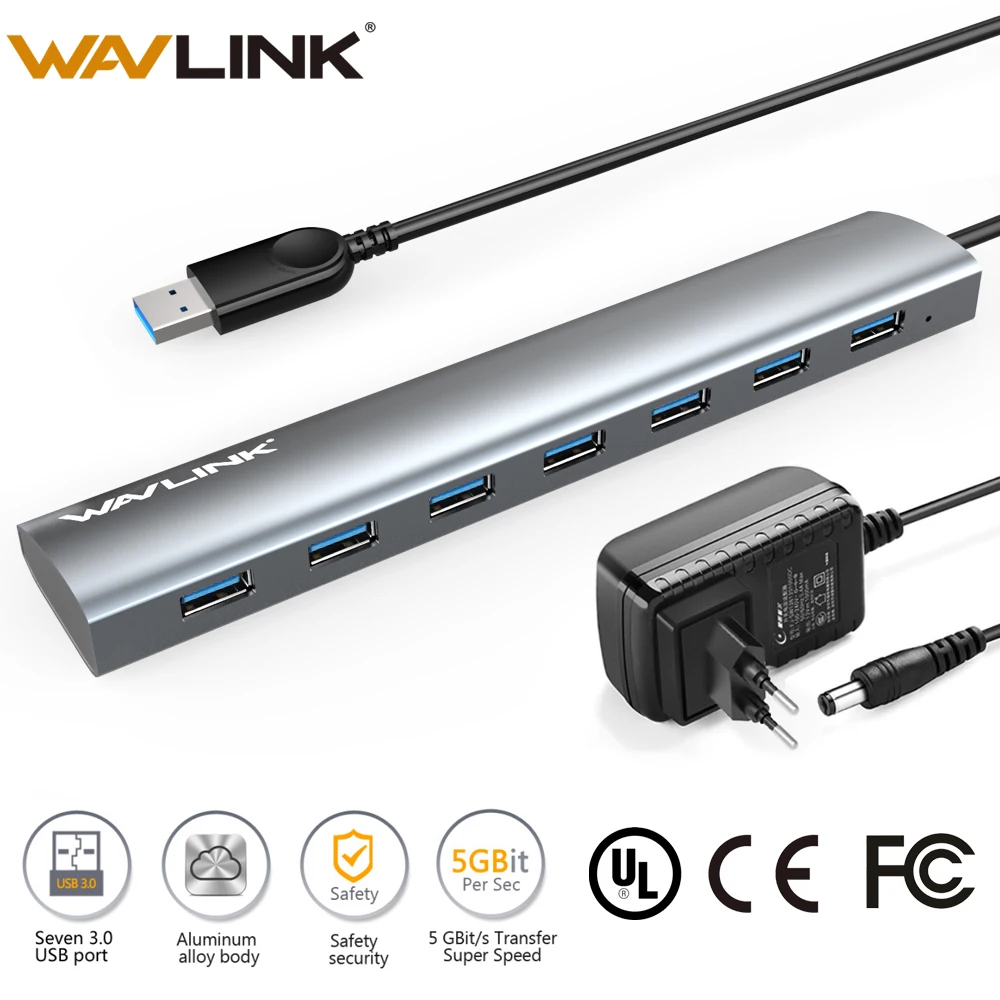 Super speed 7-Порты и разъёмы USB 3 0 Алюминий концентратор с выходом 5V/4A Мощность адаптер