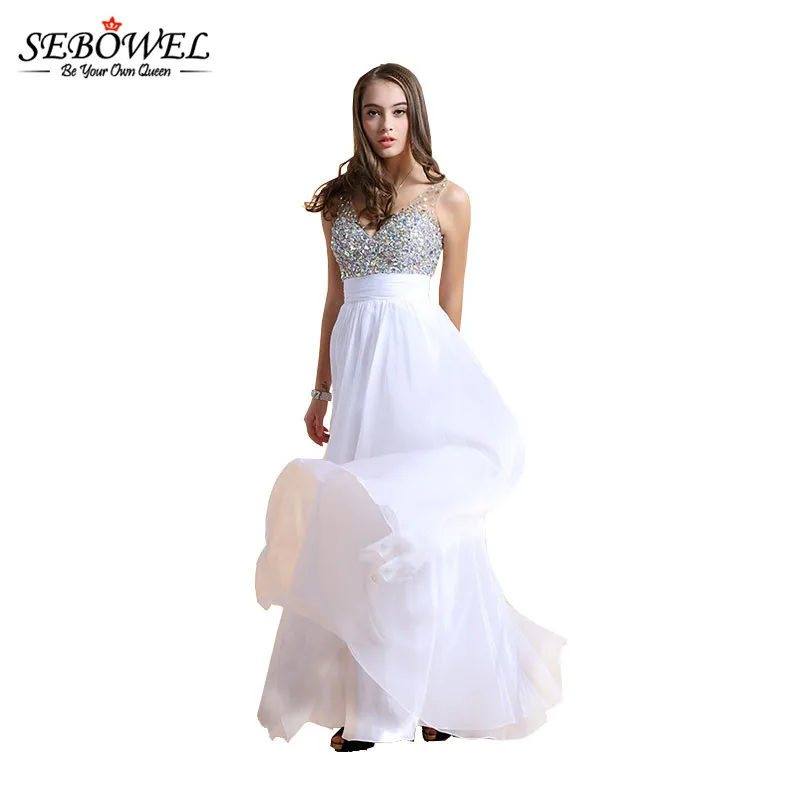 SEBOWEL Sexy Summer Sleeveless Long Party Dresses Floor-Length Chiffon Lace Womens Formal Dresses Robe Femme Ete 2017 Bluewhite (3)