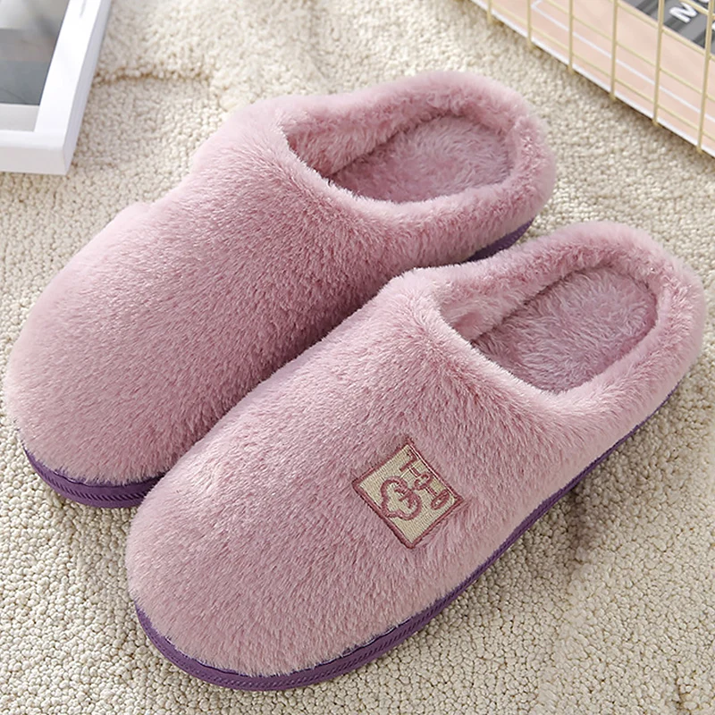 

Women's slippers with fur comfortable flat warm slippers winter house woman soft non-slip female slipper scarpe donna
