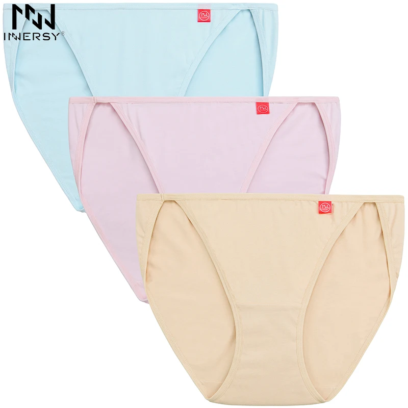 Innersy 3 Pieces Panties Seamless Women Bikini Panties Cotton Briefs