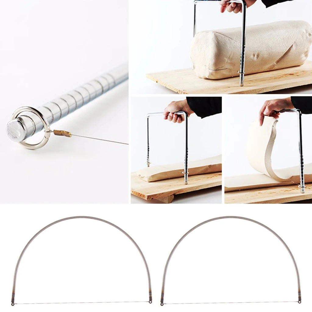 2pcs Artist tool Arch Type Adjustable Stainless Steel Wire Cutter Clay Paste Mud Block Cutter Hobbies Supply