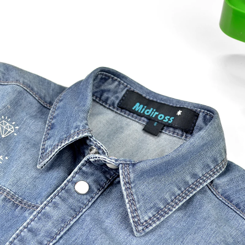 4Boys Denim Shirts Blouses Long Sleeve Kids Jeans Tops Letter Cartoon Printed Cowboy Outwear