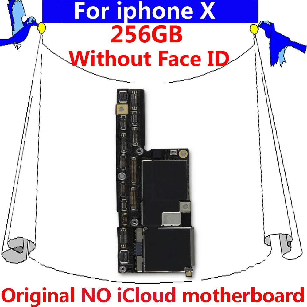 for iphone X 256GB Original motherboard without Face ID Clean unlocked iCloud IOS System mainboard Phone circuits logic board | Мобильные