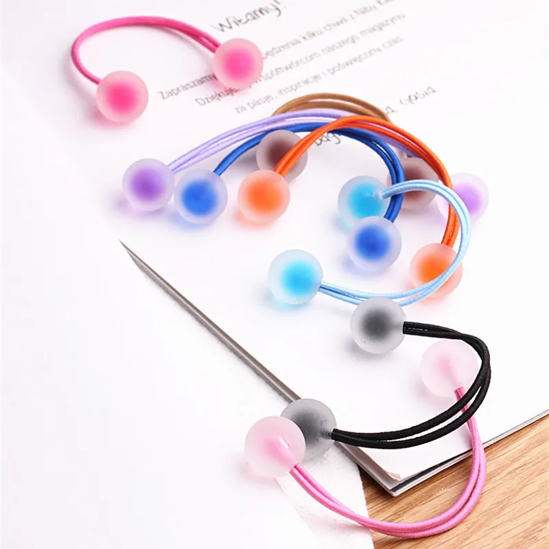 

2pcs/lot New Colorful Acrylic Ball Shape Elastic Hair Bands For Girls Ponytail Holder Cute Rubber Band Kids Hair Accessories
