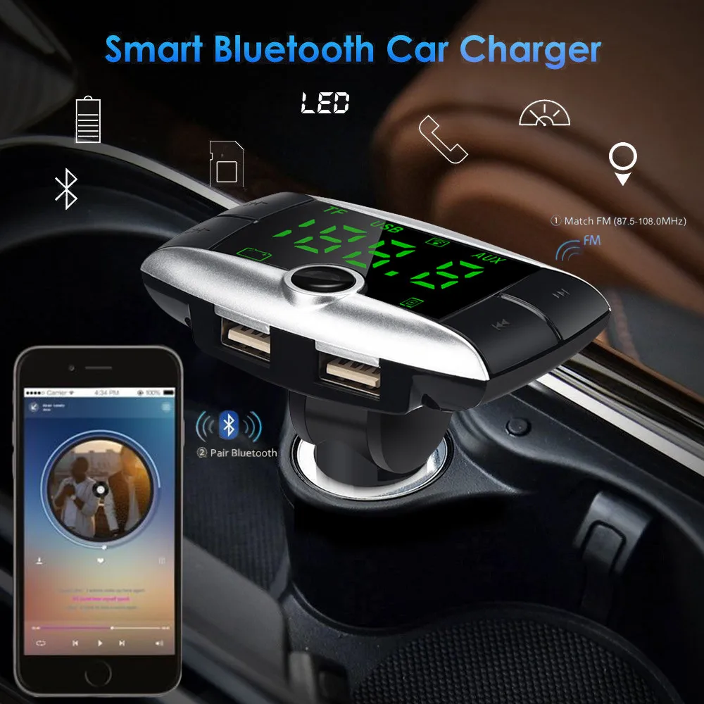 

Car-Styling Hot Selling Wireless Bluetooth FM Transmitter Modulator Car Kit MP3 Player Dual USB Charger Car Accessories