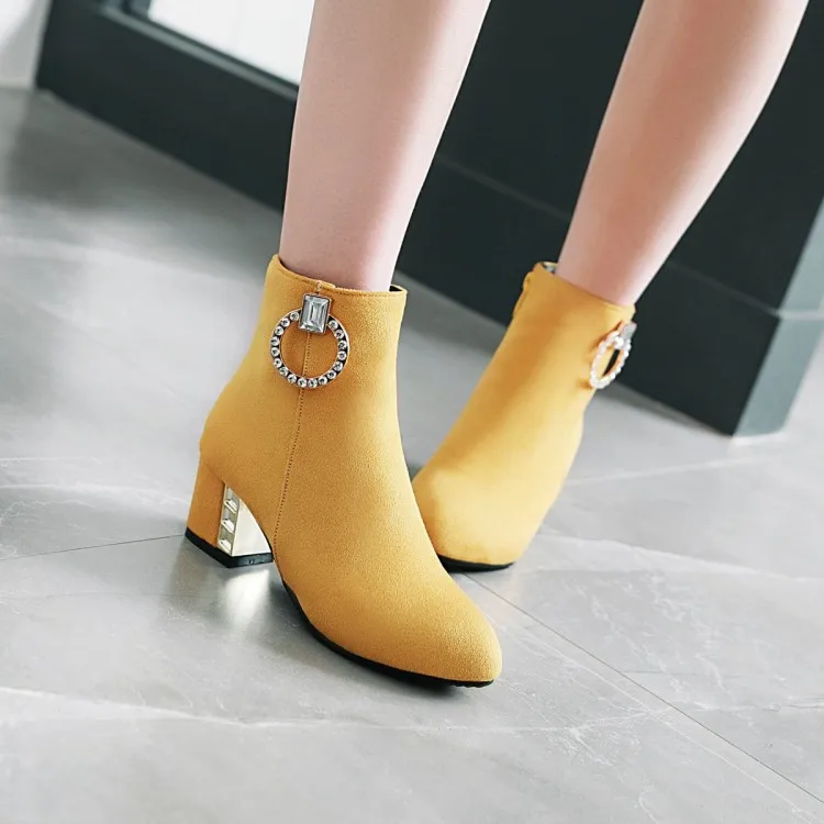 Big Size Maɺm Short boots Pure color Metal decoration Boot barrel High heel | Обувь
