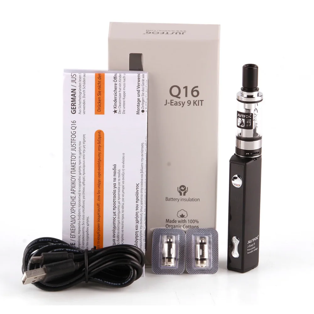 10 шт. justfog Q16 комплект 900 мАч VAPE pen Starter Kit с 2 мл justfog Q16 сигареты 1.6ohm катушки кальян испаритель e-сигареты комплект