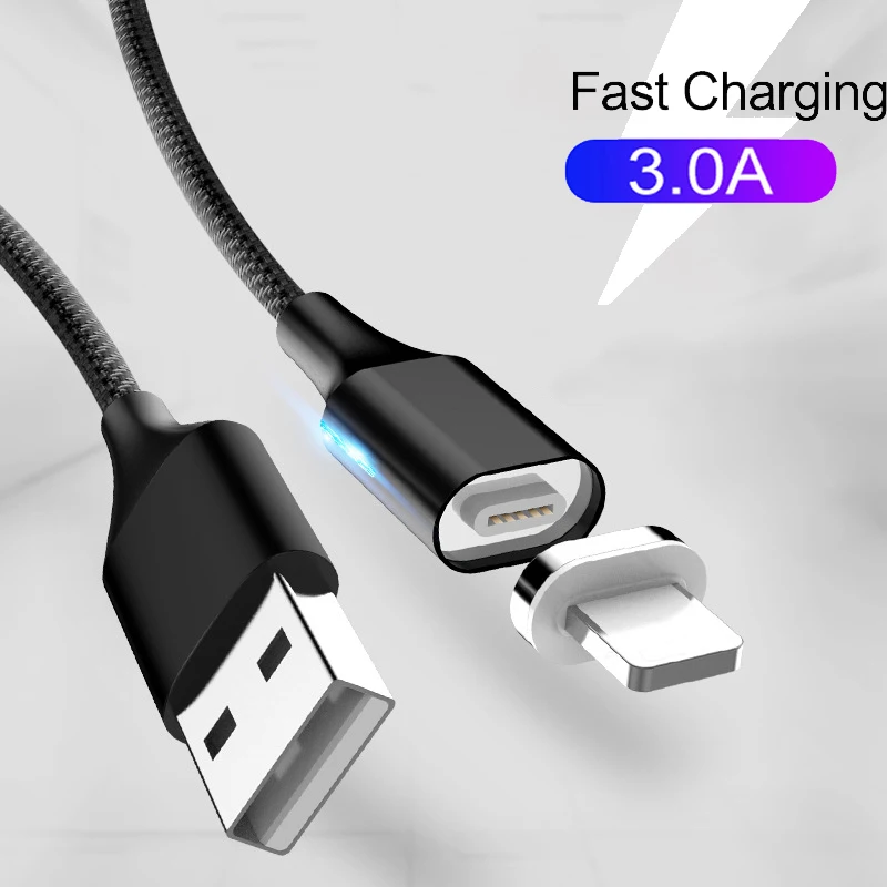 

MOSIRUI Strong suction magnet mobile phone data cable 3A fast charging 1m chargin IOS for Apple 5