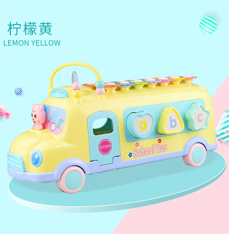 Baby Toys 0 12 13 24 Months Educational Musical Toys for Baby Toddlers School Bus Car Girl Boy Toys rinquedos Para Bebe Oyuncak - Цвет: Yellow