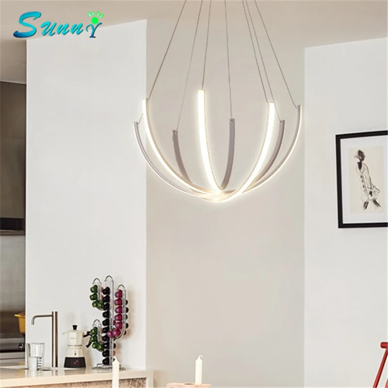 

Modern Aluminum Led Pendant Light Dining Room Living Room Kitchen Hanging Lamp Simplicity Home Deco Iron Hanglamp Light Fixtures
