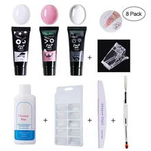 Leegoal 8 шт. 3 цвета полигель для ногтей Набор Быстрый строитель инструмент, полигель 15 мл для снятия ногтей масло 50 мл Форма для ногтей двойная головка ручка