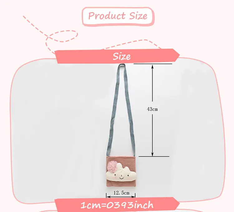 Monsisy Children Coin Purse Handbags Wallet Cotton Crossbody Bags Cartoon Kawaii Cloud Shoulder Bags Fashion Handbags Bolsa