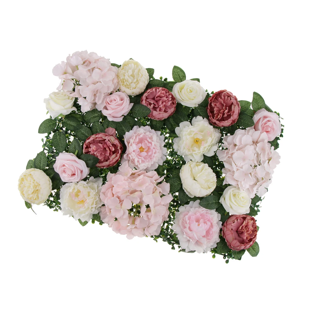 Artificial Hydrangea Flower Panel Silk Rose Peony Flower Wall Decor for Wedding Venue Background Candy Wall Photo Areas Ornament