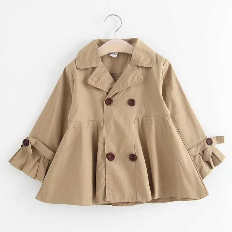 

Girls Trench Coats Children's Clothing 2018 New Spring Autumn Baby Princess Jackets Windbreaker Khaki Wild Casual Outerwear&Coat
