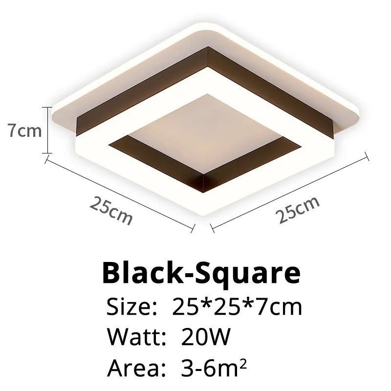 Светодиодный светильник-люстра для коридора, поверхностного монтажа, акриловый потолочный задний светильник, 20 Вт, современный светильник Lampadario AC85-260V - Цвет абажура: black square