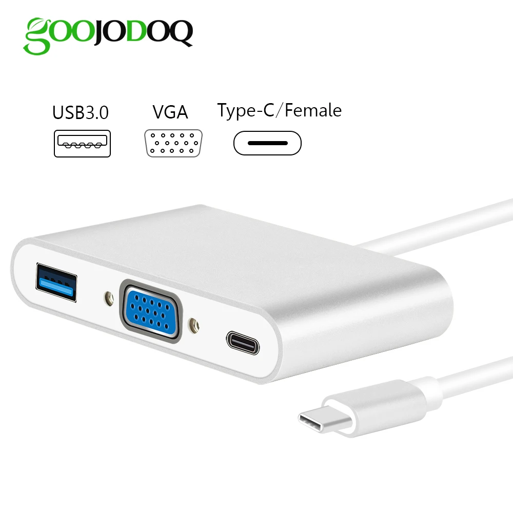 

USB Type C Hub to VGA USB3.0 Splitter USB 3.1 Type C VGA Adapter for Macbook Pro Google ChromeBook USB-C Hub