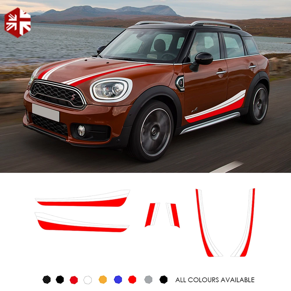

Car Styling Hood Stripes Bonnet Rear Window Body Kit Decor Door Side Stripe Skirt Sticker For Mini Cooper Countryman F60 2017-