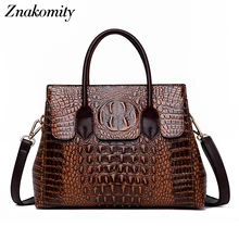 Znakomity Элегантные женские кожаные сумки из крокодиловой кожи Модные женские сумки на плечо брендовые роскошные сумки-мессенджеры повседневные ручные сумки