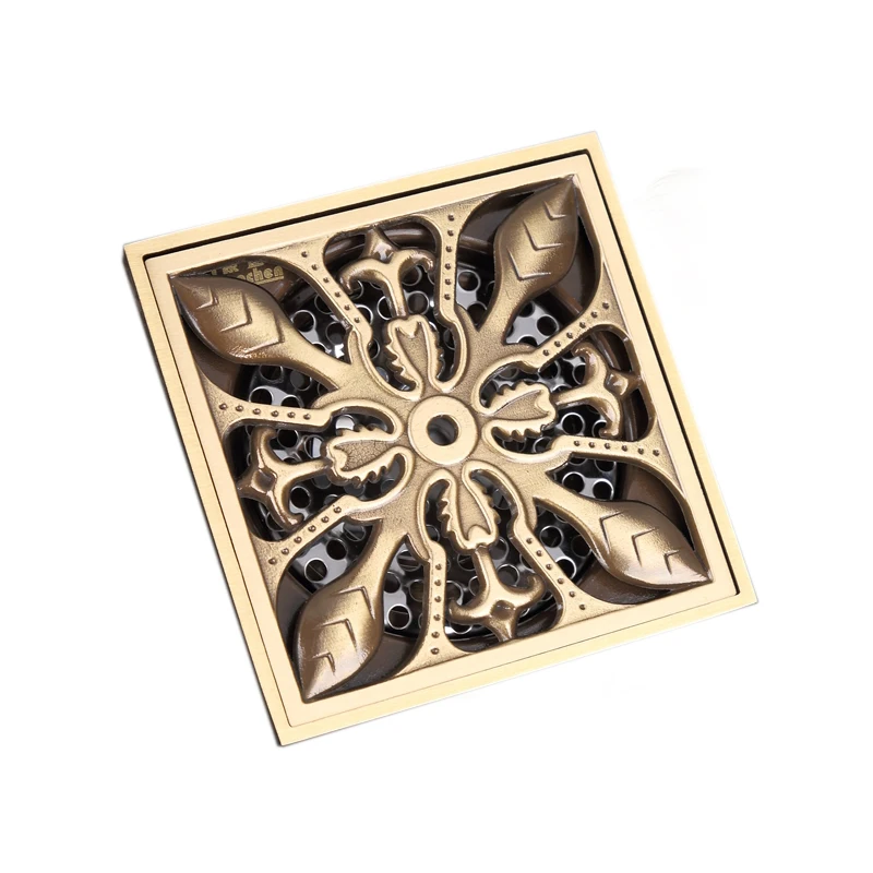 

all copper antique carving deodorant washing machine bathroom shower room square floor drain deodorization type 4 inches