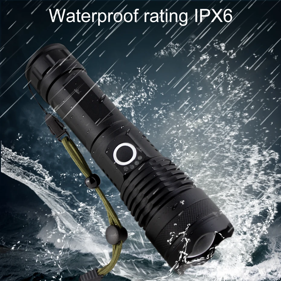 Портативный мощный светодиодный фонарик XHP50.2 Zoom 18650 перезаряжаемый аккумулятор