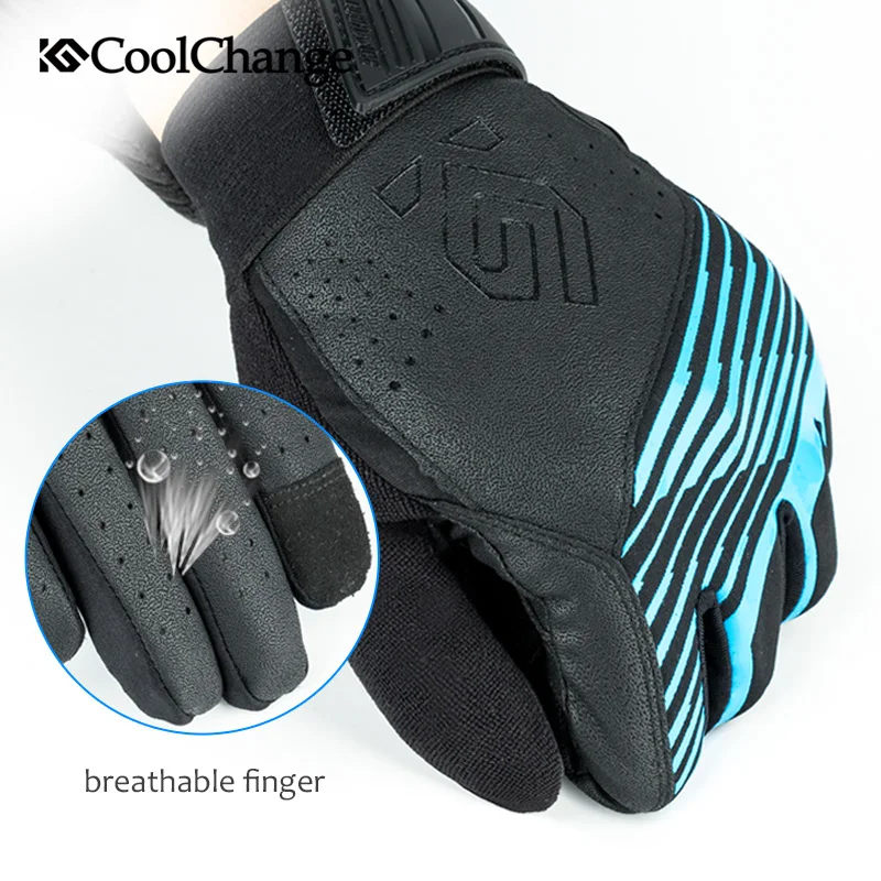 Велосипедные перчатки CoolChange с длинными пальцами зимние дышащие ветрозащитные