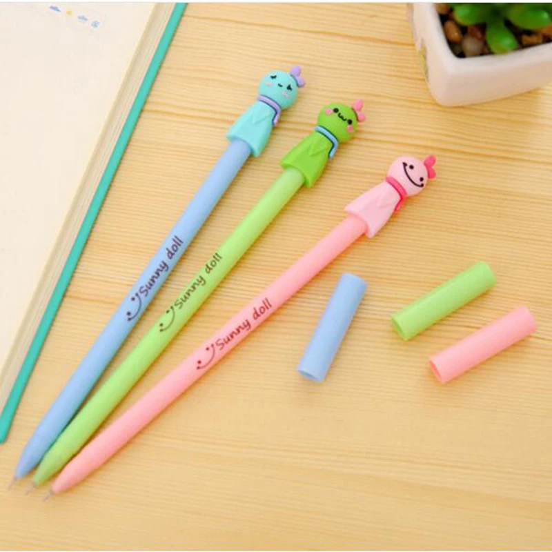 

Fashion 10 pcs/lot Cute Face Gel Pen Cute Pens Kawaii School Office Supplies Free Shipping student stationery Signing Pen
