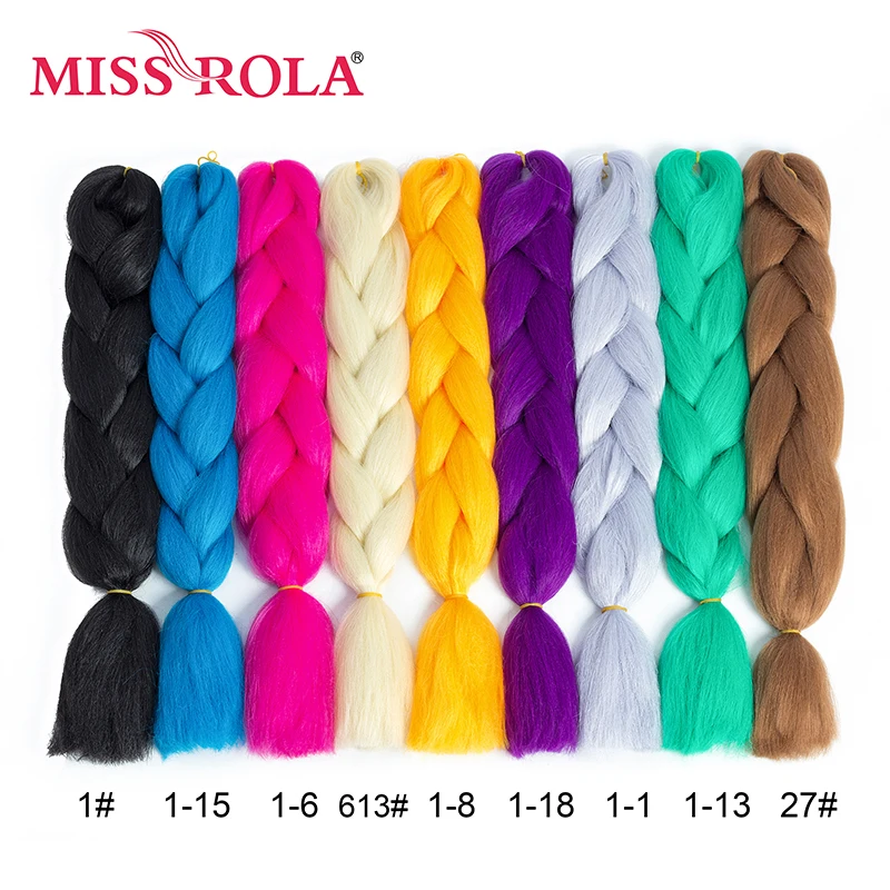 Miss Rola, 100 г, ультра большой Плетеный вязаный крючком, волосы для наращивания, 1 шт., 89 цветов, Ombre, синтетические, на крючках, косички, цвет волос