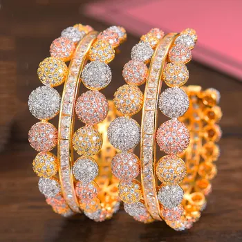 

GODKI Luxury Two Row Balls Statement Big Hoops Earrings For Women Wedding Cubic Zirconia DUBAI Bridal Round Circle Hoop Earrings