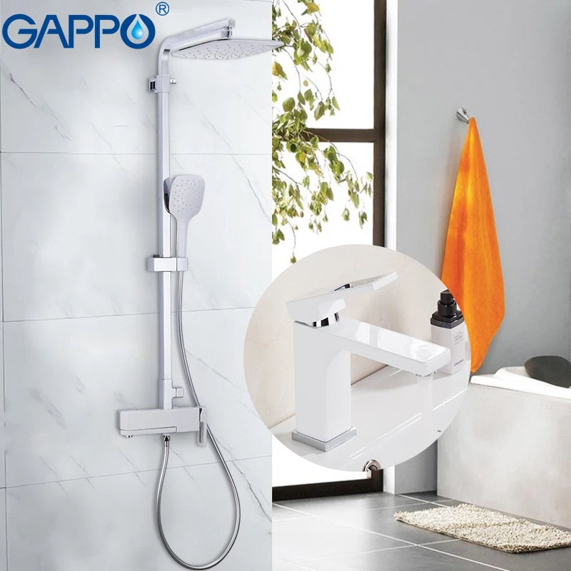 

GAPPO Shower Faucets chrome and white bath faucet mixers shower set with basin faucet brass bathroom shower set griferia