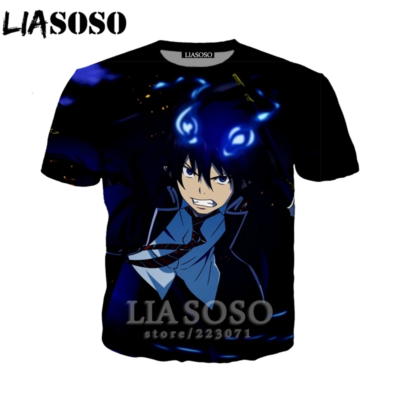 

LIASOSO 2019 Summer New Men Women 3D Print Anime Blue Exorcist Short Sleeve T Shirt Fashion Sweatshirt Hip Hop Pullover B184-01