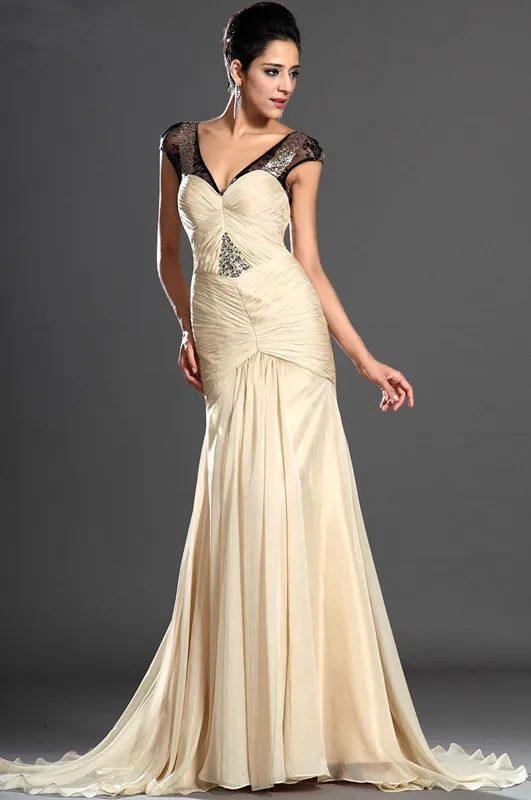 Free-Shipping-New-Stylish-Sexy-V-Neckline-Black-Lace-Evening-Dress