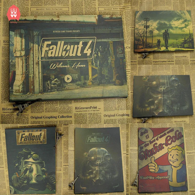 

Vintage Fallout 3 4 Game Poster Bar Kids Room Home Decor Game Drawing Retro Kraft Paper Wall Sticker Decoration Wall Decals