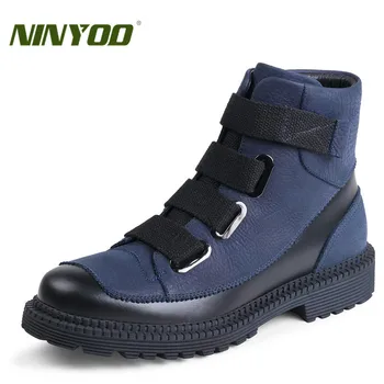 

NINYOO High Quality Men's Winter Boots Genuine Leather Ankle Snow Boots Waterproof Outdoor Working Boots Fashion Martin Boots 44