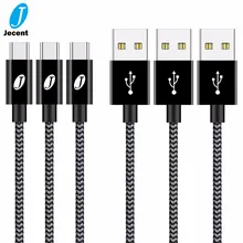 

J Jecent 3pack/lot Nylon USB Type C Cable for Samsung Galaxy S9 Type C Fast Charge Data Cable for Xiaomi Mi8 Charger adapter