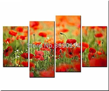 

DIY Diamond Painting Cross Stitch Kit Full Diamond Embroidery 5D Square Diamond Mosaic Home Decor poppy flowers 4pcs