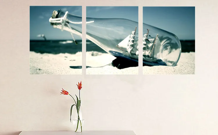 Living room sofa backdrop Wishing bottle paintings decorative painting frame triptych mural | Женская одежда