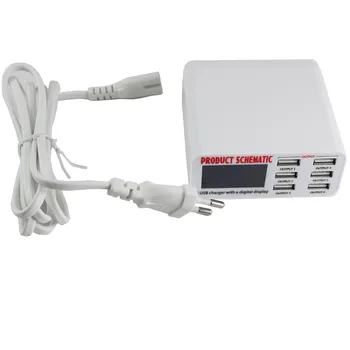 

Digital Display 6 Port USB Home Travel Adapter Charger Fast Smart Charging Station for Smart Phone Tablet PC Digital Camera GPS