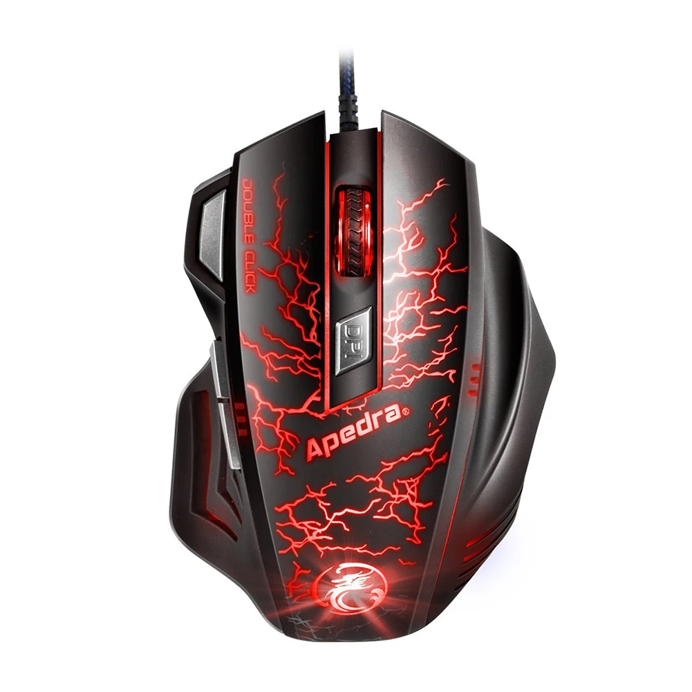  APEDRA A7 USB Optical Mouse 7 Button Computer Pc Mouse Wired Gaming Mouse 3200DPI for CS DOTA LOL G