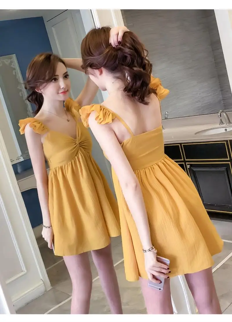2018 NEW   Arrivals Women Summer Sexy night shop with high waist and back holiday sling dress Mini  Paty Dress Free shipping