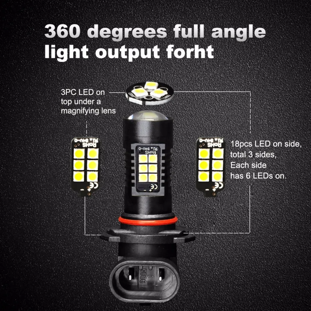 2 шт., светодиодный автомобильный светильник H8 H11 HB3 9005 HB4 9006 21 SMD 3030, супер яркий Автомобильный светодиодный фонарь, 6000 K, противотуманные фары, фары для вождения автомобиля, DRL