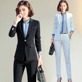 

Set women's fashion black small suit two-piece 2019 spring new temperament professional decoration casual women's clothing set