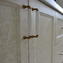 128mm kitchen cabinet handle white ceramic cupboard pull bronze drawer dresser wardrobe furniture door handles pulls knobs 5″