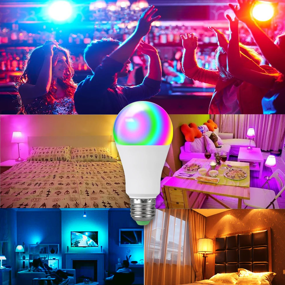 15 Вт Ампульный светодиодный E27 RGBW Bluetooth умный светильник 85-265 в 20 режимов волшебные цвета функция управления музыкой для дома для отеля для бара