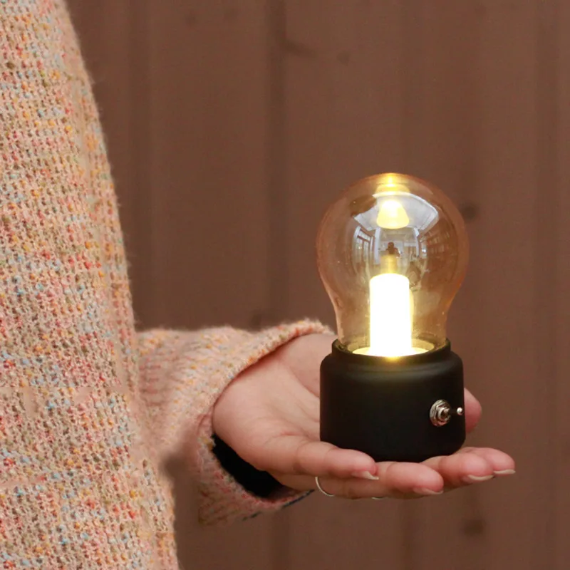 

LED Night Light Bulb USB Rechargeable Vintage Bedroom Bedside Desk Lamp Home Decoration Lights LKS99