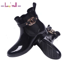 Tight Tube Waterproof Non-Slip Rain Boots for Women Ladies Water Resitant Short Rainboots Rainshoes Botas De Agua Para Mujer