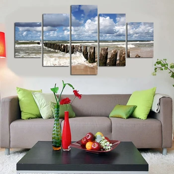 

New Selling 5 Panels Scenery Painting Artwork Office Living Room Kitchen Decoration Landscape Canvas Painting Unframed