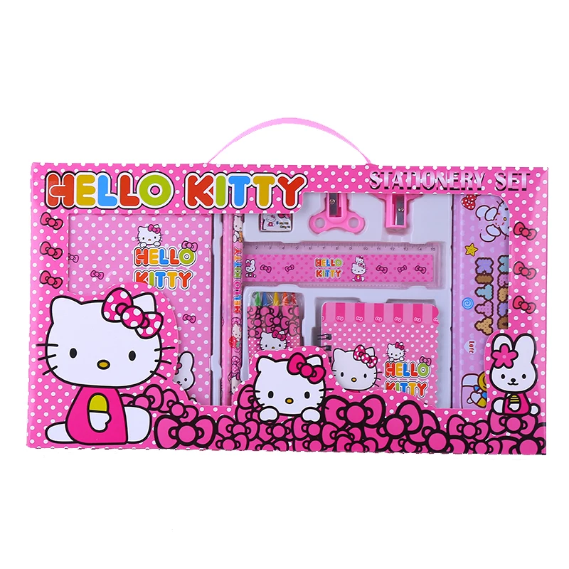 

14pcs/lot luxury creative stationery school supplies pencil case set hello kitty cartoon theme children learning gifts