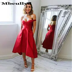 Mbcullyd пикантные Hi-Низкая Платья для выпускного 2019 Красное Атласное Платье для вечер встречи выпускников длинное вечернее платье плюс